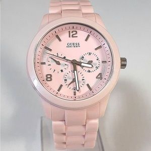 GUESS Women’s U11644L2 Contemporary Pink Bracelet Dial Watch